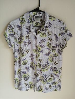 Columbia Sportswear Women Button Down Large Shirt Flax Blend